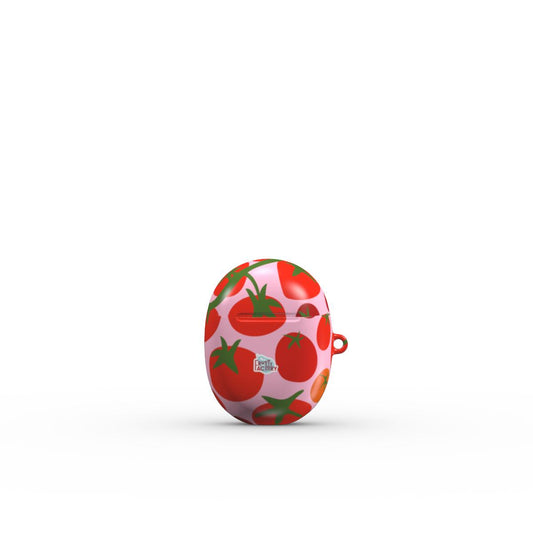 Coque Google Pixel Buds motif tomate rose, vue fermée