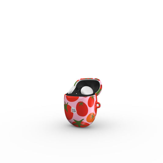 Coque Google Pixel Buds motif tomate rose, vue ouverte