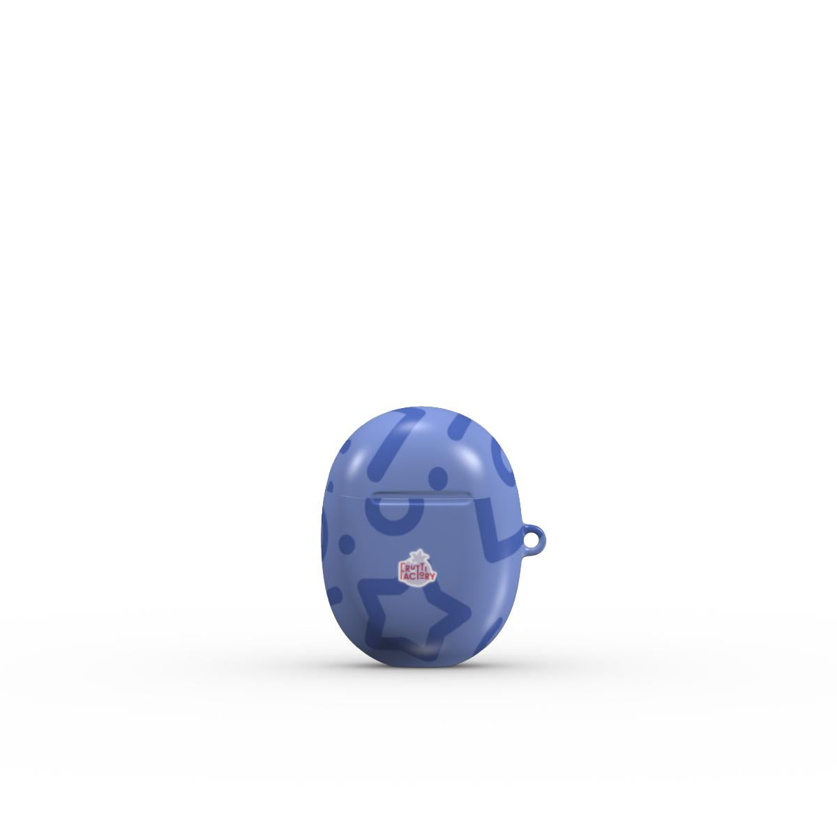 Coque Google Pixel Buds motif tortillon bleu, vue fermée