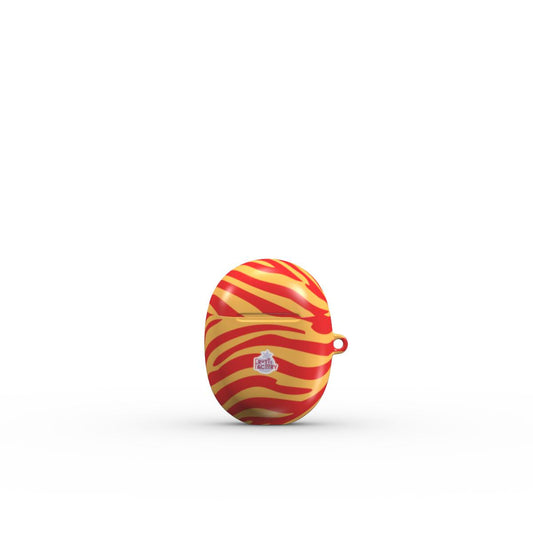Coque Google Pixel Buds motif zèbre orange, vue fermée