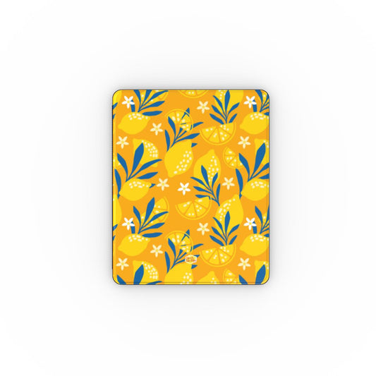 Coque iPad motif citron jaune, vue de face