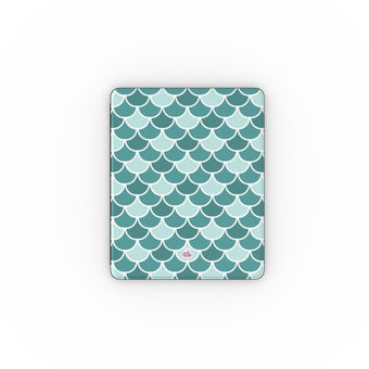 Coque iPad motif écailles vert, vue de face