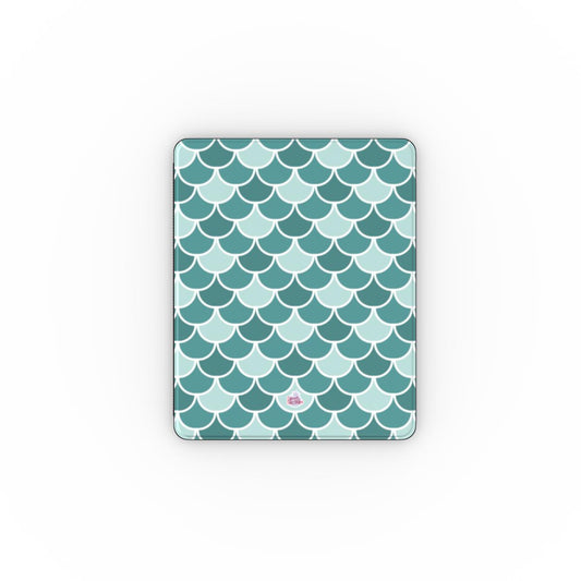 Coque iPad motif écailles vert, vue de face