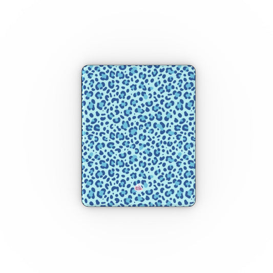 Coque iPad motif léopard bleu, vue de face