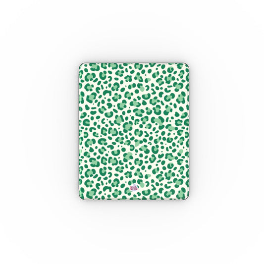 Coque iPad motif léopard vert, vue de face