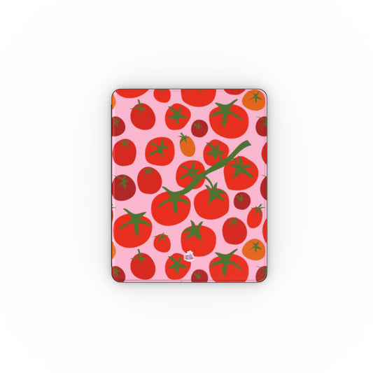 Coque iPad motif tomate rose, vue de face