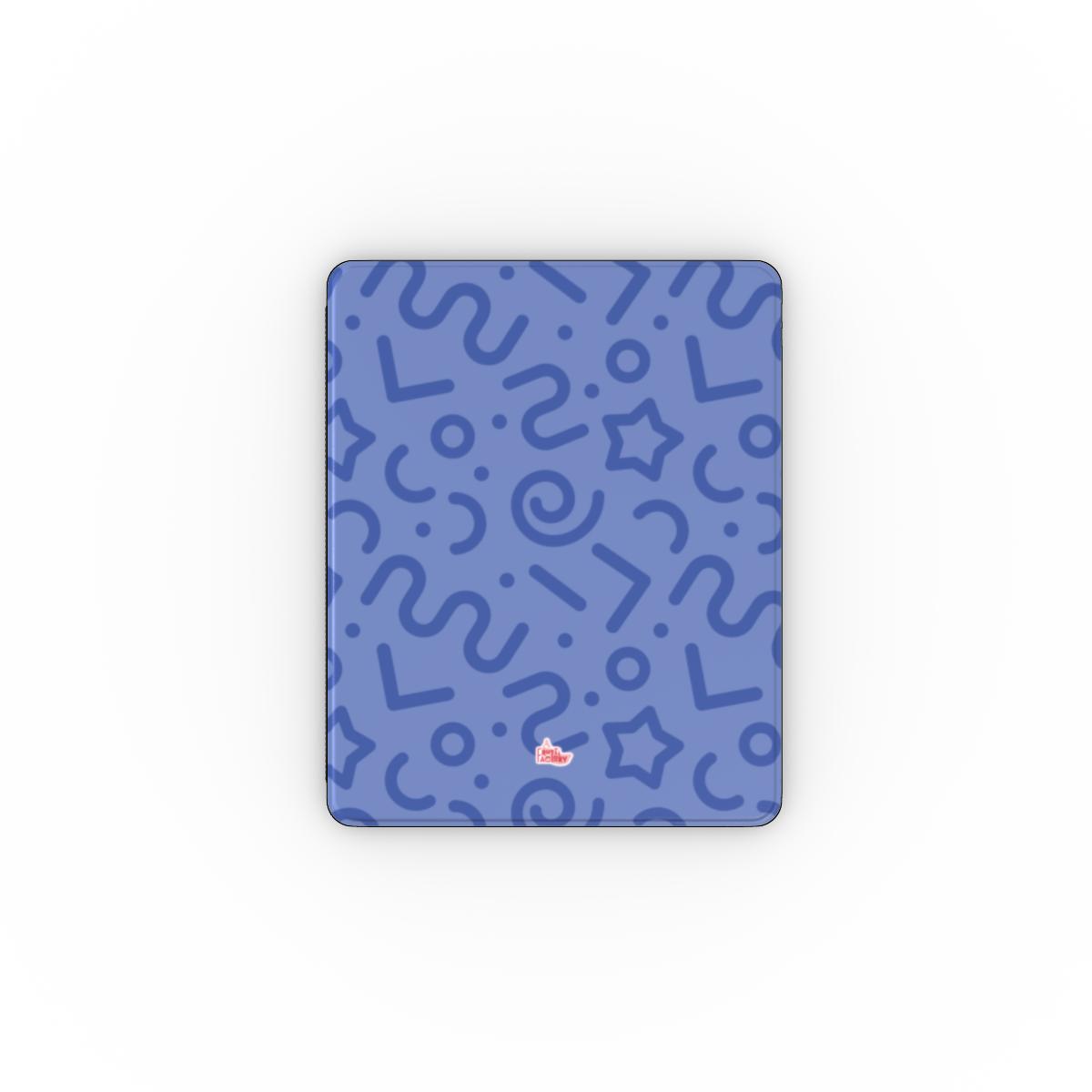 Coque iPad motif tortillon bleu, vue de face