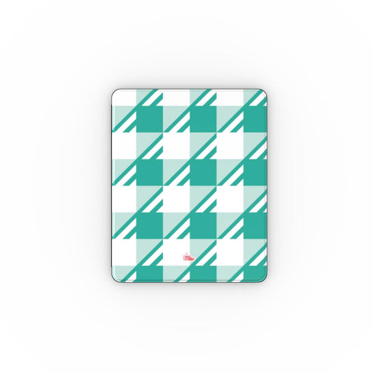 Coque iPad motif néo-carreau Vichy menthe, vue de face