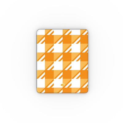 Coque iPad motif néo-carreau Vichy orange, vue de face