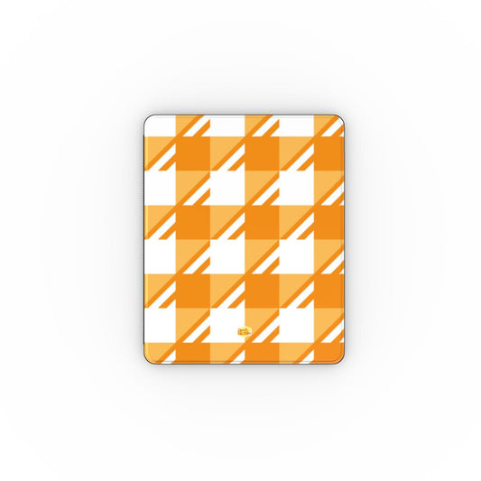 Coque iPad motif néo-carreau Vichy orange, vue de face