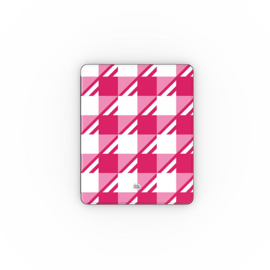 Coque iPad motif néo-carreau Vichy rose, vue de face