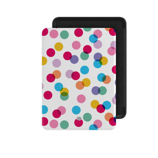 Coque Kindle motif confettis blanc, vue de face
