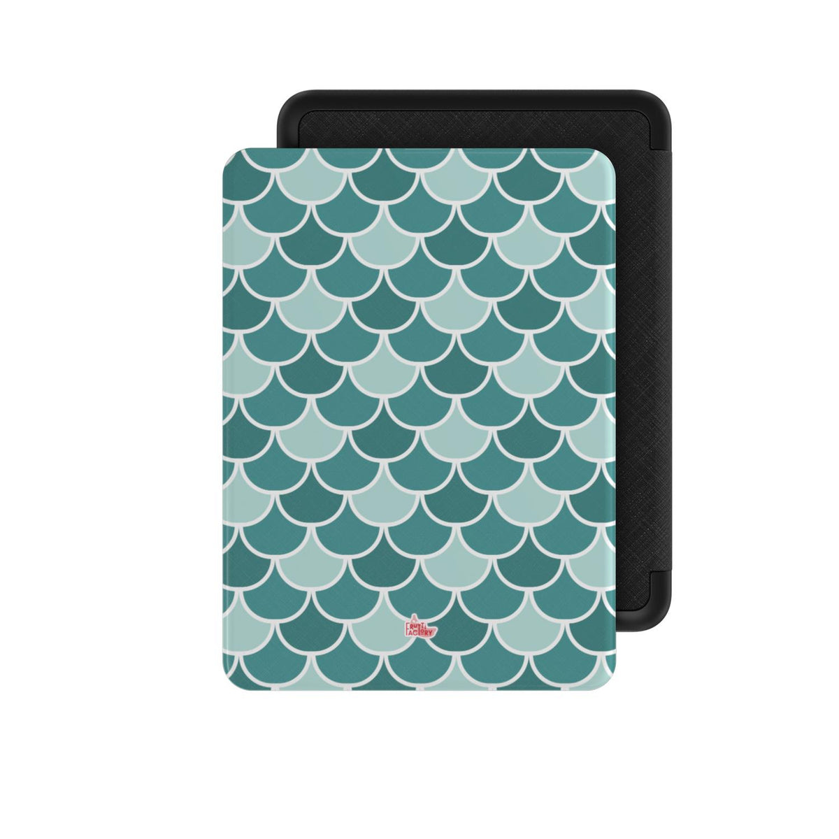Coque Kindle motif écailles vert, vue de face