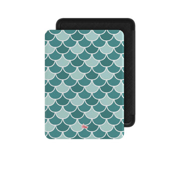 Coque Kindle motif écailles vert, vue de face