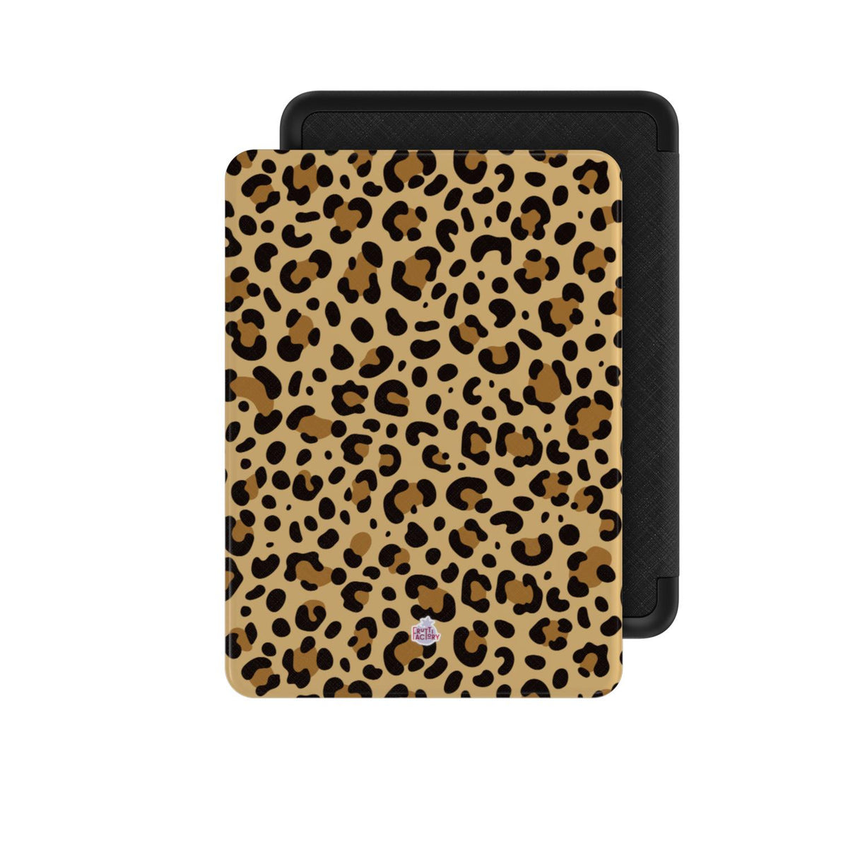 Coque Kindle motif léopard brun, vue de face