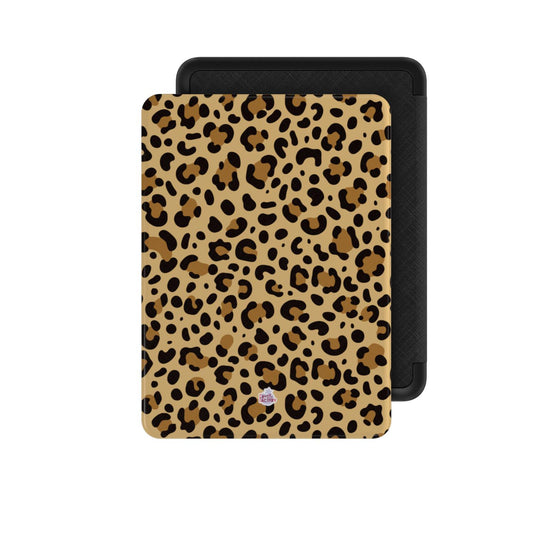 Coque Kindle motif léopard brun, vue de face