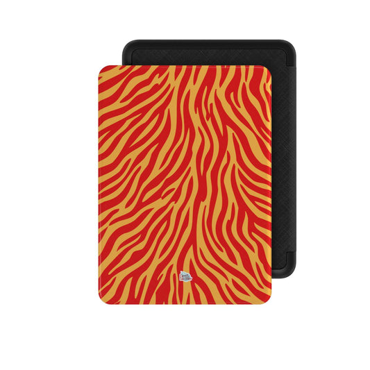 Coque Kindle motif zèbre orange, vue de face