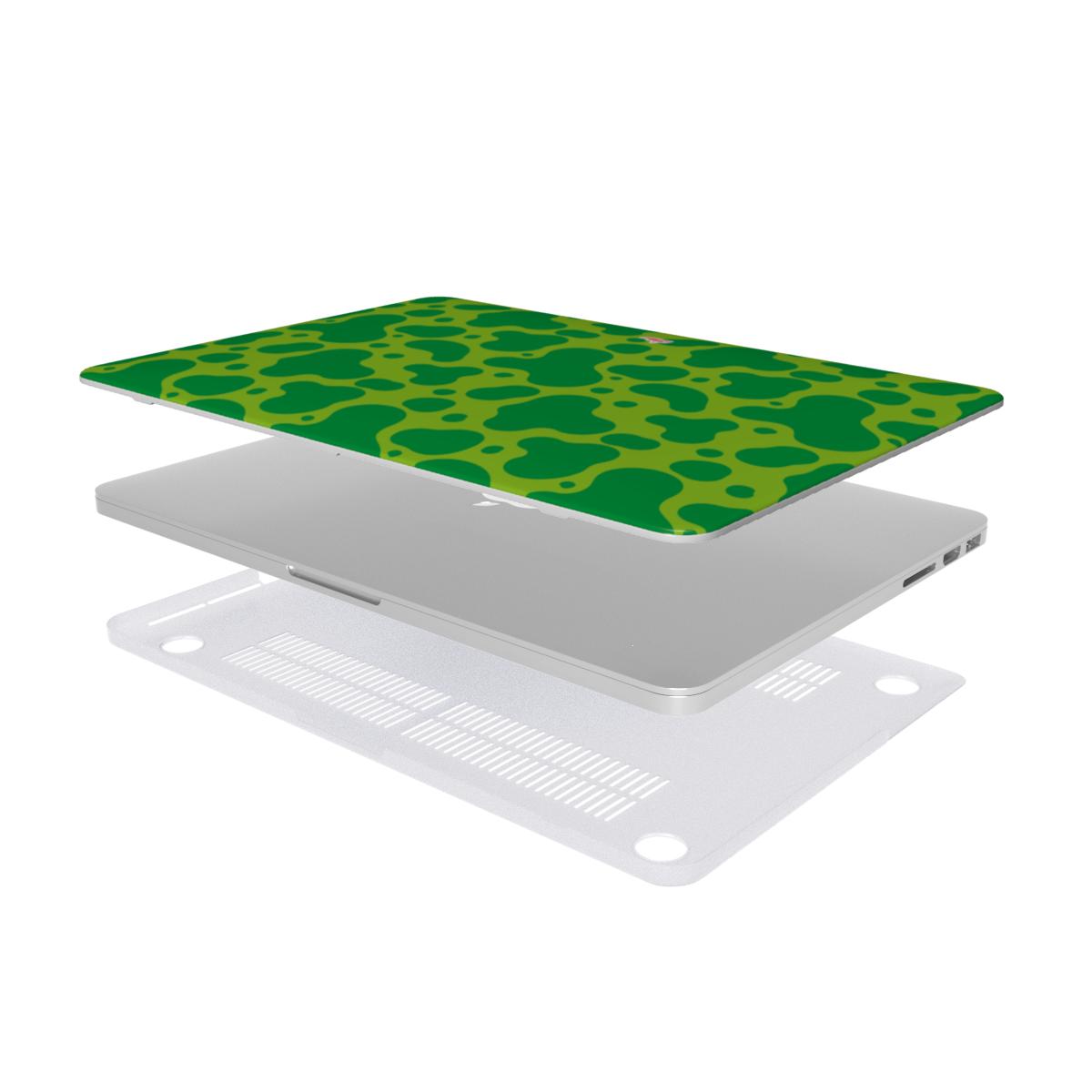 Coque MacBook dinosaure vert, vue éclatée