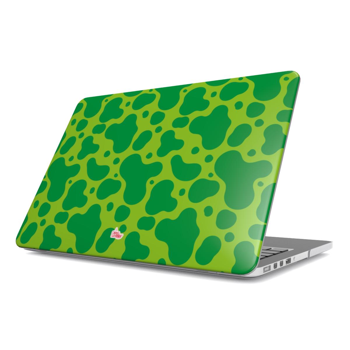 Coque MacBook dinosaure vert, vue de face