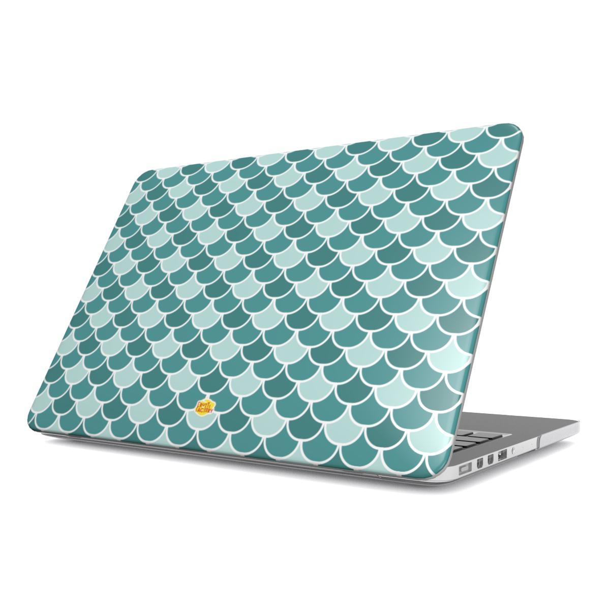 Coque MacBook motif écailles verte, vue de face