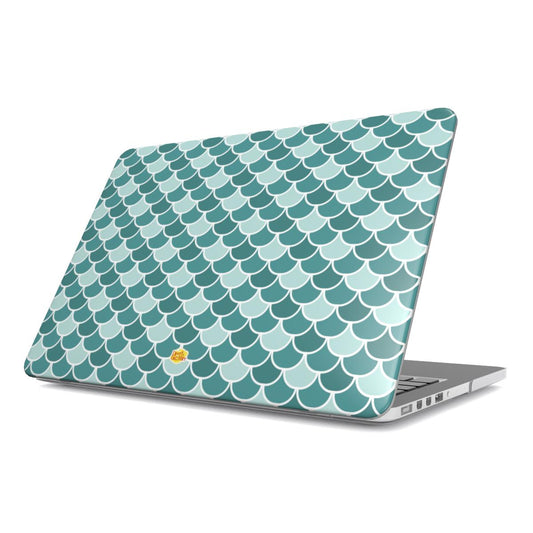 Coque MacBook motif écailles verte, vue de face