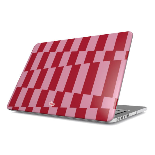 Coque MacBook géométrique rose, vue de face