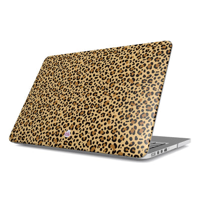 Coque MacBook motif léopard brune, vue de face