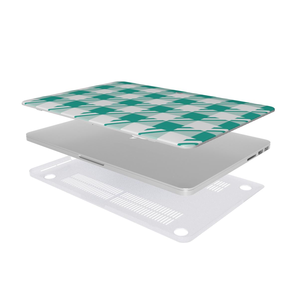 Coque MacBook Vichy menthe, vue éclatée