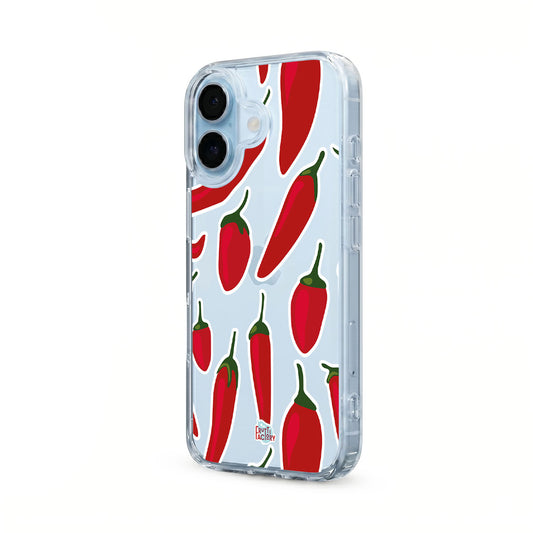 Coque transparente iPhone piment rouge, vue trois quarts