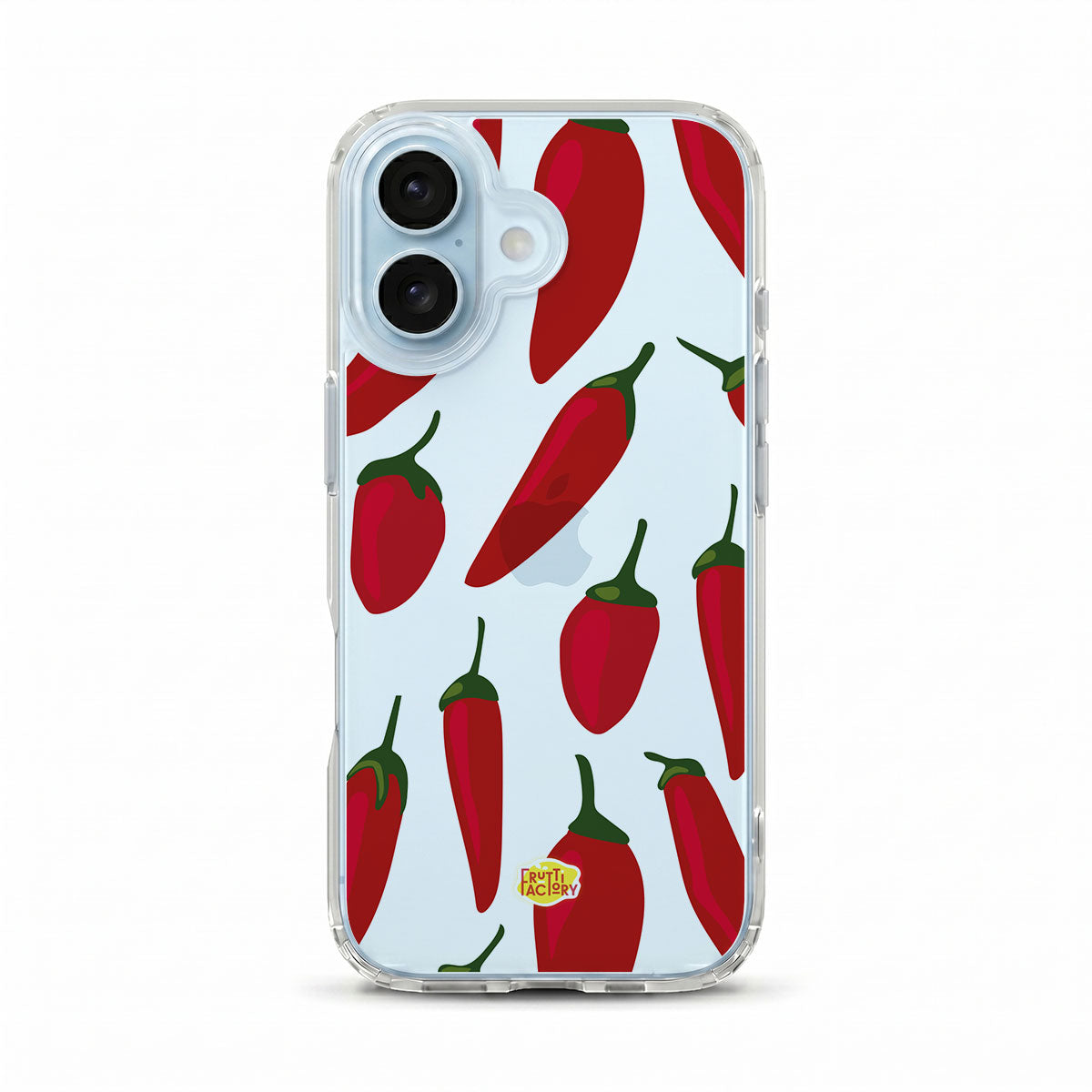 Coque transparente iPhone piment rouge, vue de face