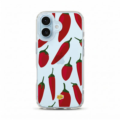 Coque transparente iPhone piment rouge, vue de face