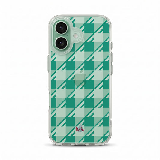 Coque transparente iPhone Vichy menthe, vue de face