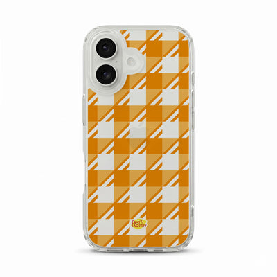 Coque transparente iPhone Vichy orange, vue de face