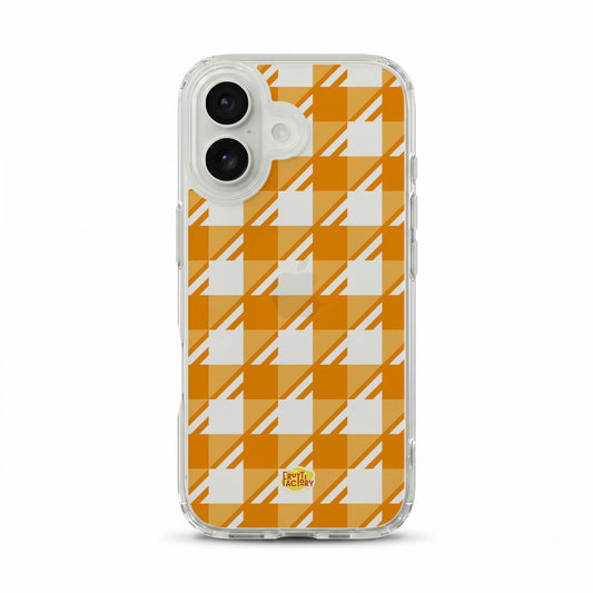 Coque transparente iPhone Vichy orange, vue de face