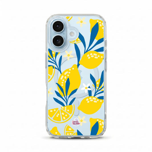 Coque transparente MagSafe iPhone citron jaune, vue de face