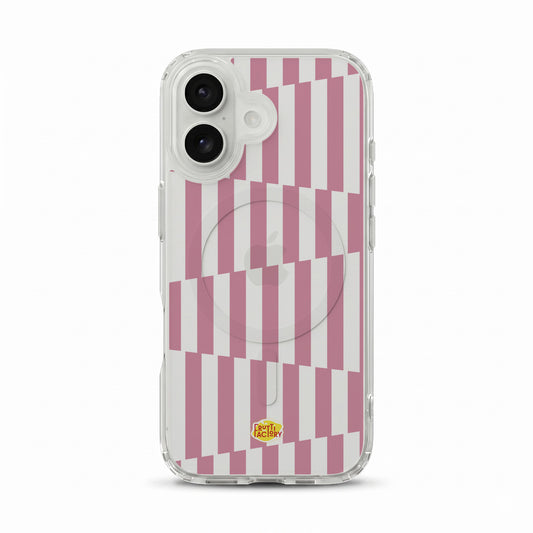 Coque transparente MagSafe iPhone géométrique rose, vue de face