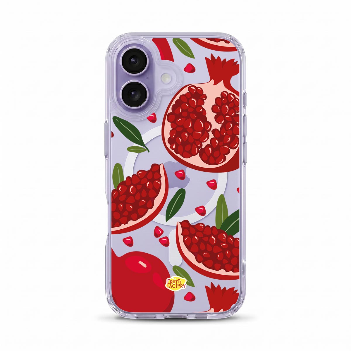 Coque transparente MagSafe iPhone grenade rouge, vue de face