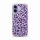 Coque transparente MagSafe iPhone léopard mauve, vue de face