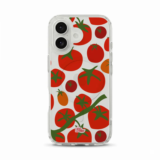 Coque transparente MagSafe iPhone tomate rouge, vue de face