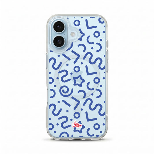 Coque transparente MagSafe iPhone tortillon bleu, vue de face