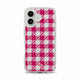 Coque transparente MagSafe iPhone Vichy rose, vue de face