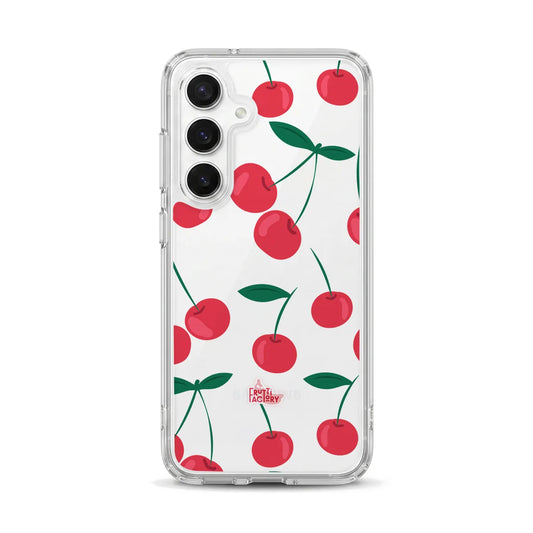 Coque transparente Samsung Galaxy cerise rouge, vue de face