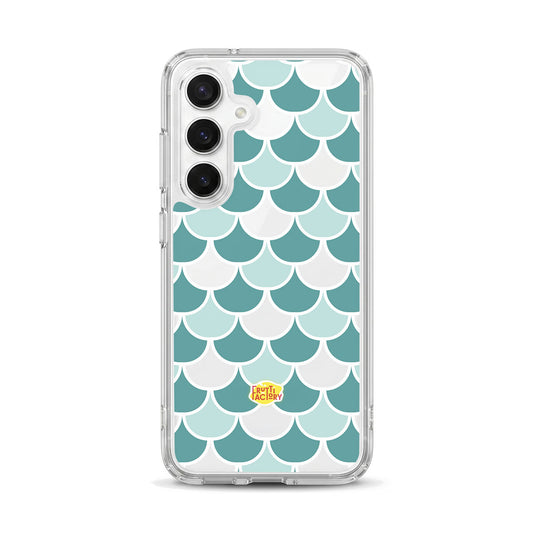Coque transparente Samsung Galaxy écailles vert, vue de face