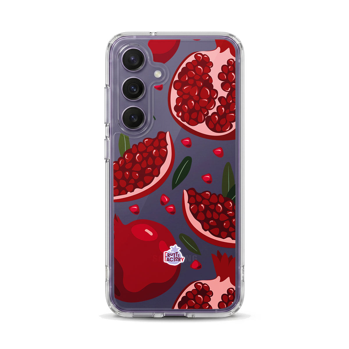 Coque transparente Samsung Galaxy grenade rouge, vue de face