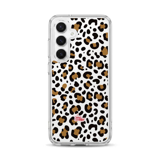 Coque transparente Samsung Galaxy léopard brun, vue de face