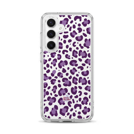 Coque transparente Samsung Galaxy léopard mauve, vue de face