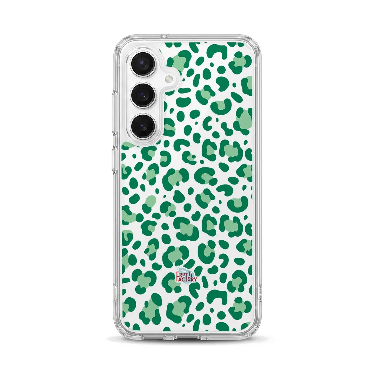 Coque transparente Samsung Galaxy léopard vert, vue de face