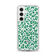 Coque transparente Samsung Galaxy léopard vert, vue de face