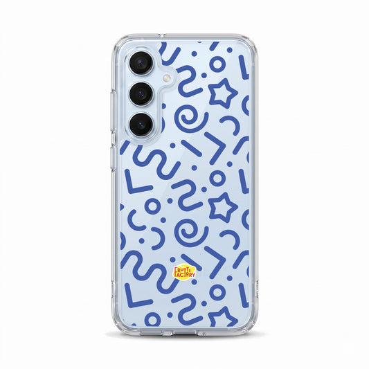 Coque transparente Samsung Galaxy tortillon bleu, vue de face
