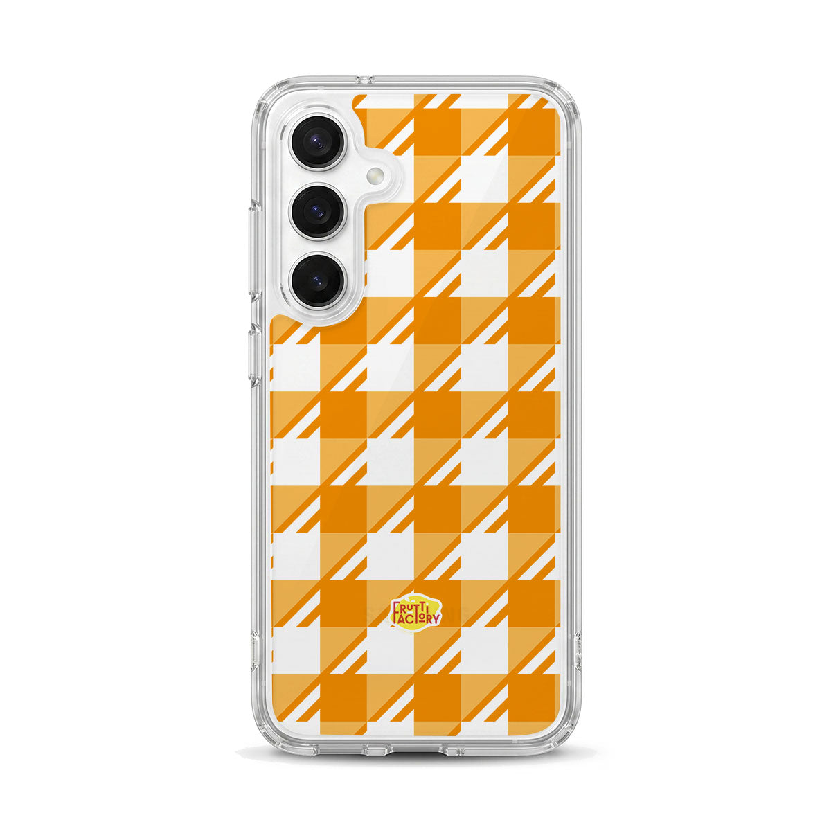 Coque transparente Samsung Galaxy Vichy orange, vue de face